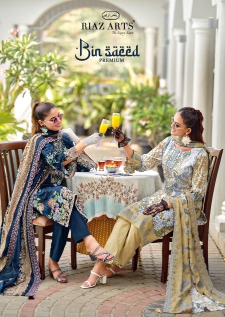 Bin Saeed Premium By Riaz Arts Cotton Lawn Embroidery Dress Material